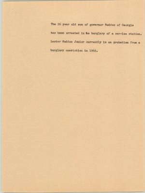 Primary view of object titled '[News Script: Governor's son arrested]'.