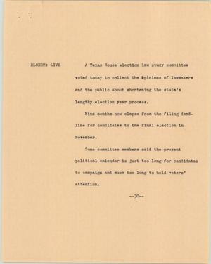 Primary view of object titled '[News Script: Law study]'.