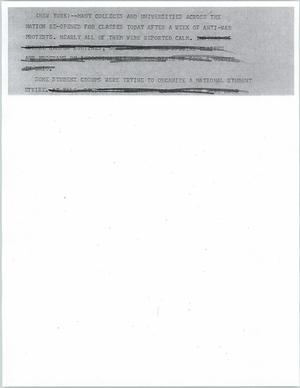 Primary view of object titled '[News Script: Colleges calmer after reopening]'.