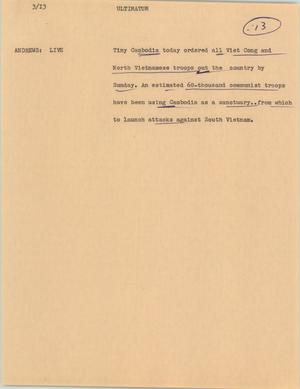 Primary view of object titled '[News Script: Ultimatum]'.