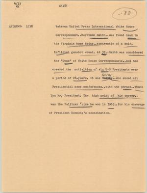 Primary view of object titled '[News Script: Smith]'.