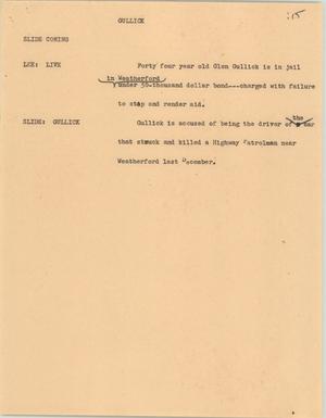 Primary view of object titled '[News Script: Gullick]'.