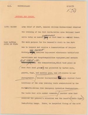 Primary view of object titled '[News Script: Westmoreland]'.