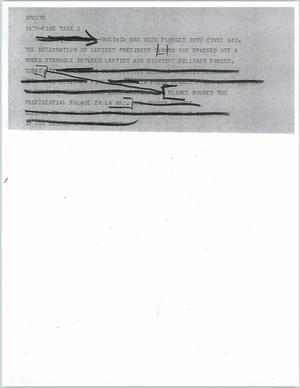 Primary view of object titled '[News Script: Bolivia civil war]'.