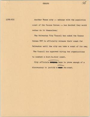 Primary view of object titled '[News Script: Census]'.