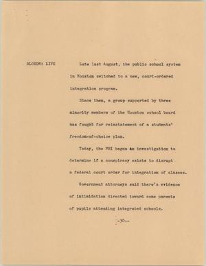 Primary view of object titled '[News Script: Freedom of choice plan]'.