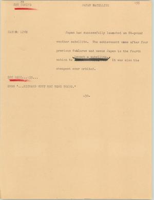 Primary view of object titled '[News Script: Japan satellite]'.