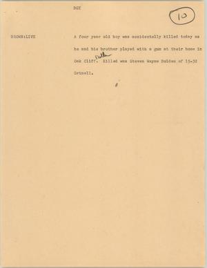Primary view of object titled '[News Script: Boy]'.