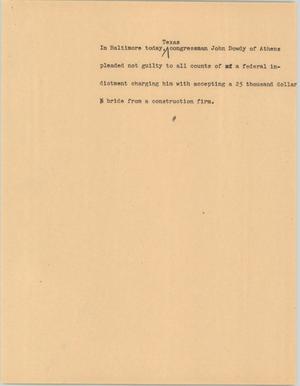 Primary view of object titled '[News Script: Congressman Dowdy]'.