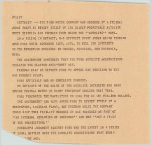 Primary view of object titled '[News Script: Ford Motor company]'.