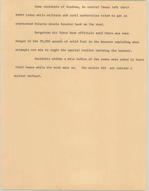Primary view of object titled '[News Script: Resident evacuation]'.