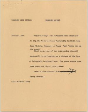 Primary view of object titled '[News Script: Desmond report]'.