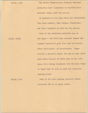 Primary view of object titled '[News Script: Golf tournament pro-am]'.