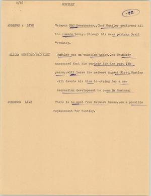 Primary view of object titled '[News Script: Huntley]'.