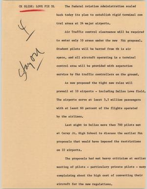 Primary view of object titled '[News Script: Love field]'.