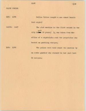 Primary view of object titled '[News Script: Slot]'.