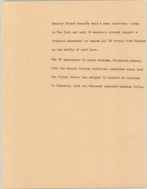 Primary view of object titled '[News Script: New York news conference]'.