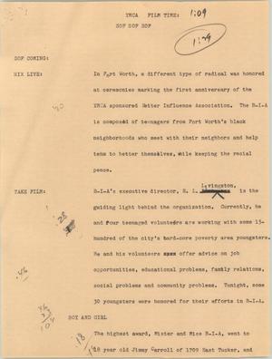 Primary view of object titled '[News Script: YMCA]'.
