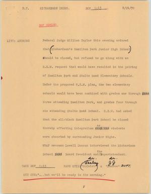 Primary view of object titled '[News Script: Richardson desegregation]'.