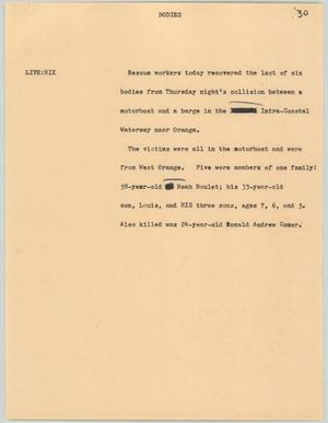 Primary view of object titled '[News Script: Bodies]'.