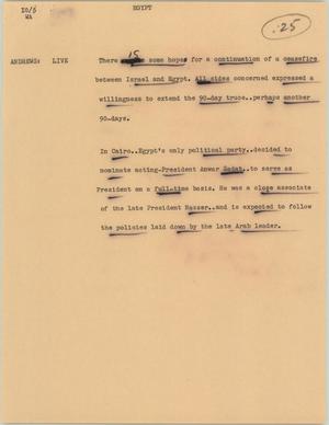 Primary view of object titled '[News Script: Egypt]'.