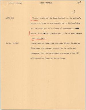 Primary view of object titled '[News Script: Penn central]'.