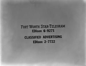 Primary view of object titled '[Star-Telegram Classified Ad slide]'.