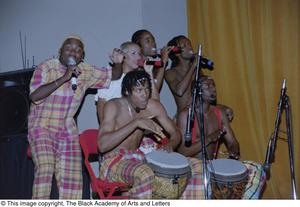 Primary view of object titled '[Musicians performing Lift Up Jamaica musical number]'.