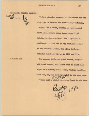 Primary view of object titled '[News Script: Houston election]'.