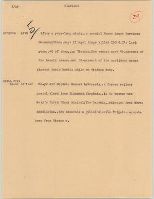 Primary view of object titled '[News Script: Military]'.