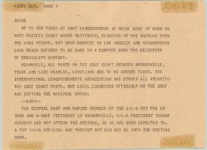 Primary view of object titled '[News Script: Docks]'.