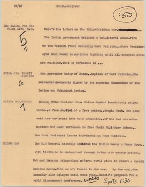Primary view of object titled '[News Script: India Pakistan]'.
