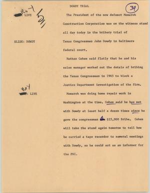 Primary view of object titled '[News Script: Dowdy trial]'.