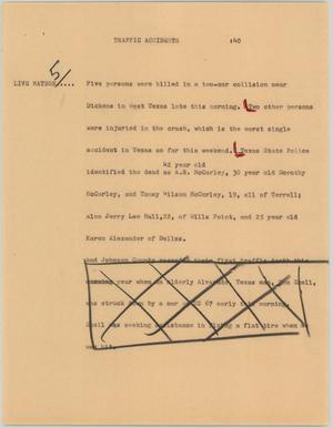 Primary view of object titled '[News Script: Traffic accidents]'.