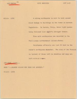 Primary view of object titled '[News Script: City recovers]'.
