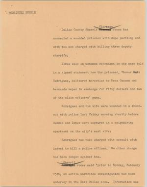 Primary view of object titled '[News Script: Rodriguez rumble]'.