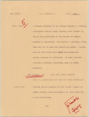 Primary view of object titled '[News Script: Senator Jackson]'.