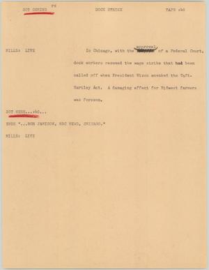 Primary view of object titled '[News Script: Dock strike]'.