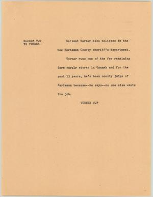 Primary view of object titled '[News Script: Hardeman County sheriff department]'.