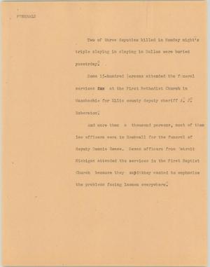 Primary view of object titled '[News Script: Funerals]'.