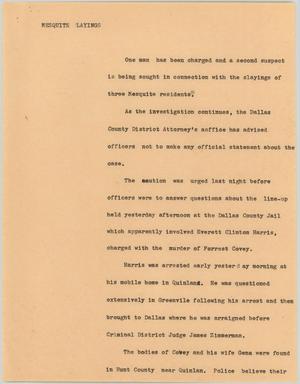 Primary view of object titled '[News Script: Mesquite layings]'.