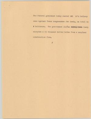 Primary view of object titled '[News Script: Dowdy bribery]'.