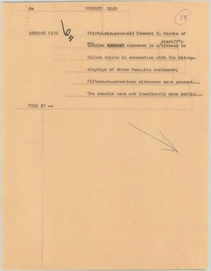 Primary view of object titled '[News Script: Suspect lead]'.