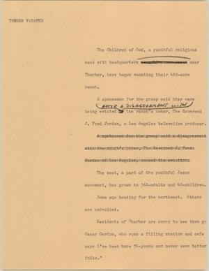 Primary view of object titled '[News Script: Thurber vacated]'.