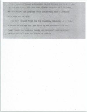 Primary view of object titled '[News Script: Hijacker escapes]'.