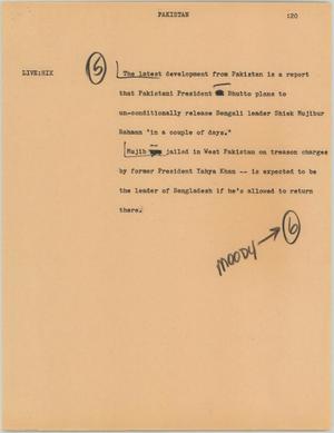Primary view of object titled '[News Script: Pakistan]'.