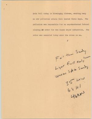 Primary view of object titled '[News Script: Alabama closing order'.