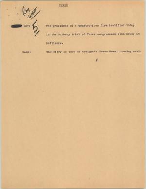 Primary view of object titled '[News Script: Tease]'.
