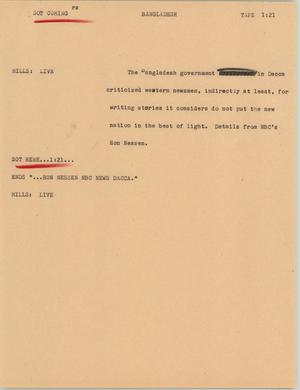 Primary view of object titled '[News Script: Bangladesh]'.