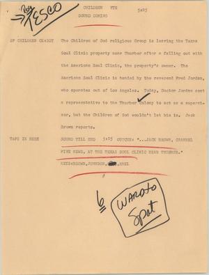 Primary view of object titled '[News Script: Children]'.